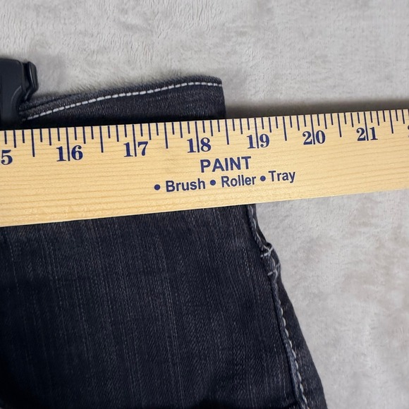 Y2K Urban Label Mens Black Denim Jean Shorts Baggy Embellished Size 38 - Picture 6 of 8